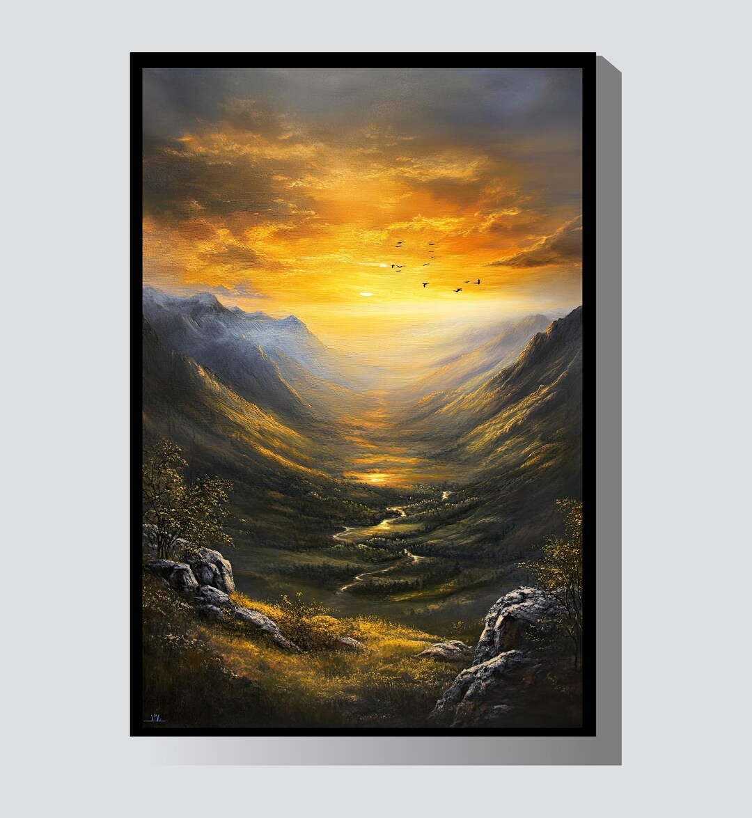 Majestic Sunrise Over Mountain Valley Digital Wall Art Printable ...