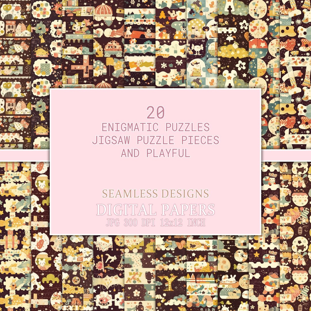 Enigmatic Puzzles Jigsaw Puzzle Pieces and Playful Seamless - Etsy