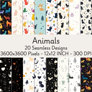 Whimsical Animals Seamless Digital Patterns | High-Resolution Designs for Crafting, Sublimation, and Scrapbooking