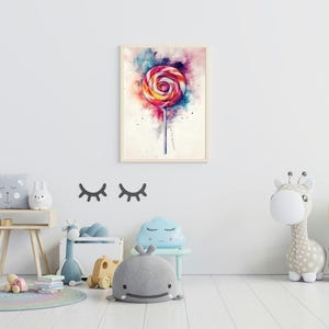 Watercolor Lollipop Print: Colorful Candy Wall Decor (Digital Download)
