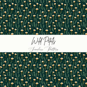 Wildflower Daisy Seamless Pattern: Boho Fabric Design (PNG Digital Download 12x12in