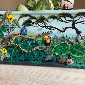 Images 3D, oiseaux, acrylique, cadeau, décoration, décoration murale, arbres, perroquet