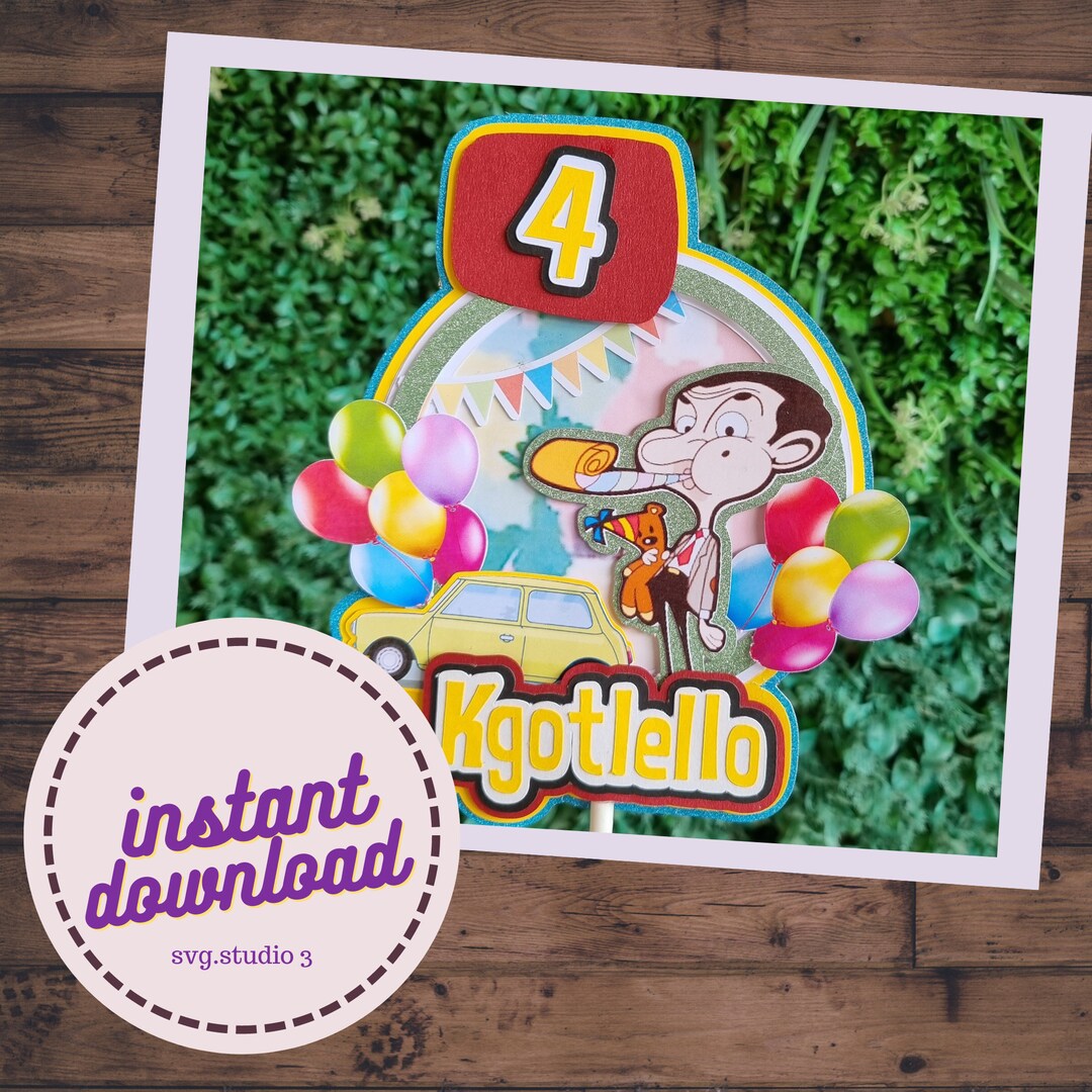 DIGITAL DOWNLOAD Mr Bean Cake Topper Layered Paper Etsy