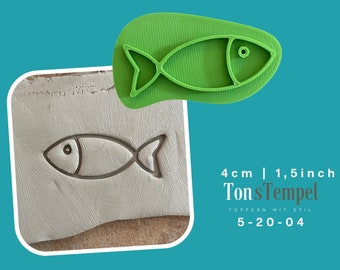 Fish 4 cm pottery stamp; Type: 5-20-04