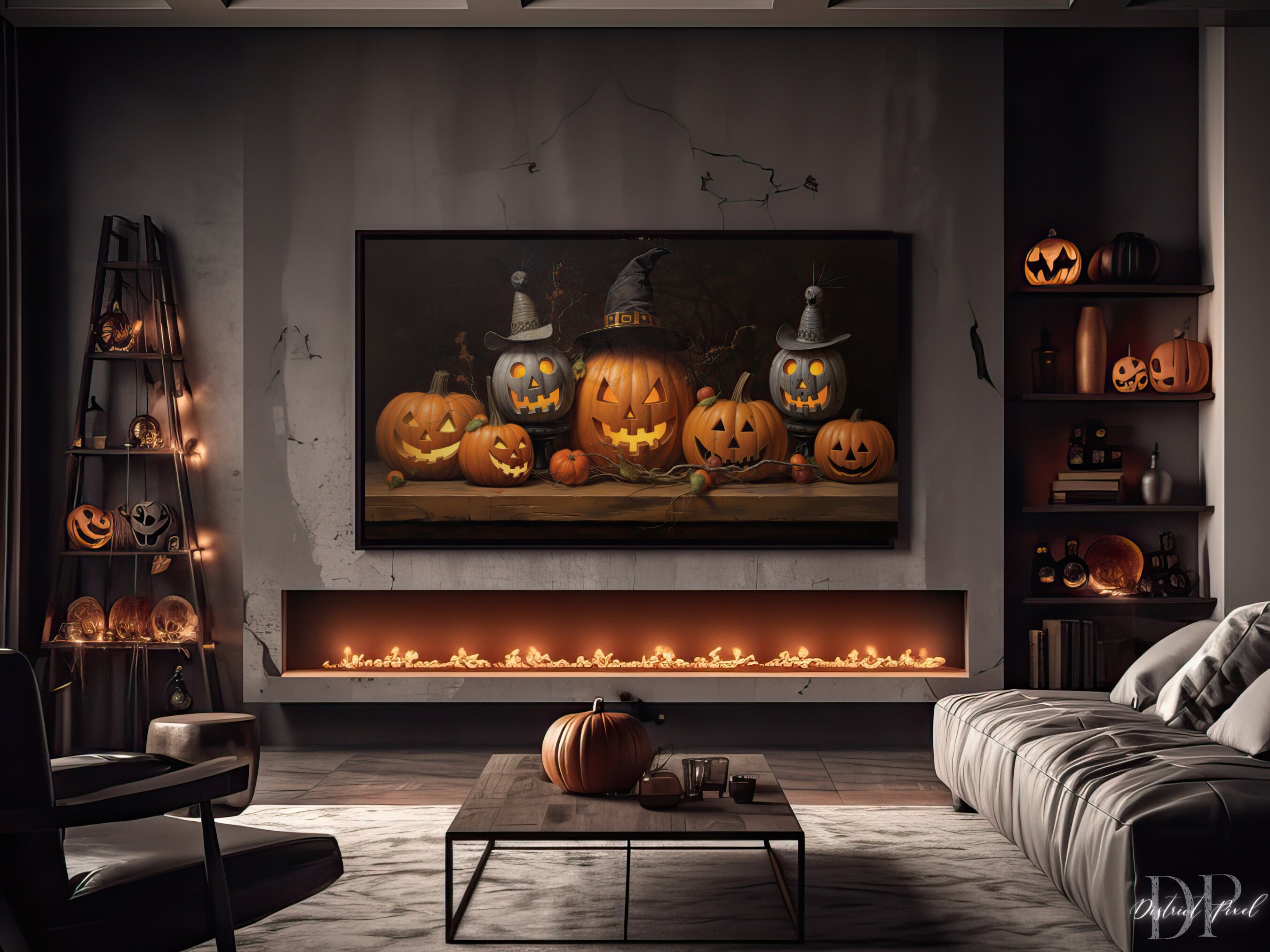 Frame TV Halloween Art Halloween TV Art Pumpkin Wall Art Etsy