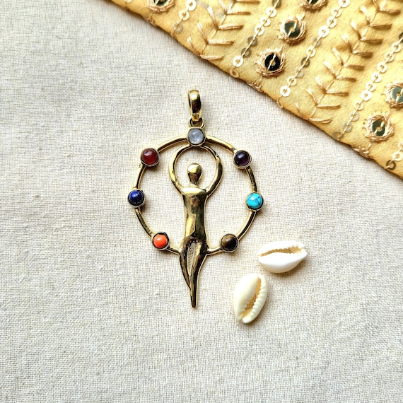 Handmade Goddess Chakra Pendant – Handmade Brass Jewelry With