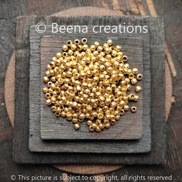 Perles rondes en laiton de 2 mm, perles rondes remplies d'argent, perles en métal de forme ronde pour la fabrication de bijoux et de micro macramé.