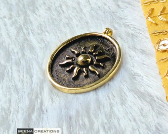 Sun Brass Charm pendent, Brass Charms, Tribal Brass Charms, Brass Charms for macrame, Brass Charms for Macrame and Jewelry Making, TR4