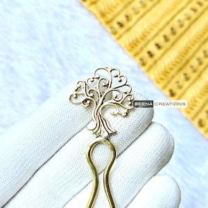 Tribal Tree Hair Stick - Unique Brass Hair Fork - Hair Accessories | Bridal Hair Piece | Circle Brass Hair Pin | Brass Metal Hair Fork |HS12