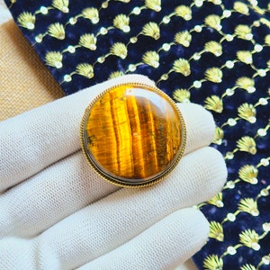 Beautiful Tiger eye Grooved stones, Brass Frame Grooved Stone, Groove, Macrame Making,Grooved stone for Jewelry and Macrame making. GV54.8