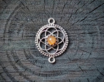 Stone charm, Silverfilled Stone Brass Charm, Silverfilled, Brass Charms for macrame,Brass Charms for Macrame and Jewelry Making SSP13