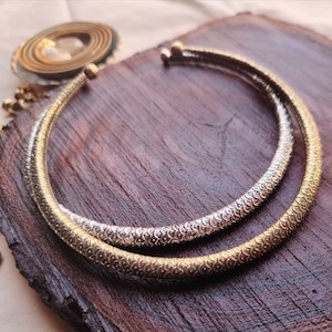 Tribal Brass chokers, brass and silverfilled, Macrame making, choker for macrame, Brass choker for jewelry and macrame making.