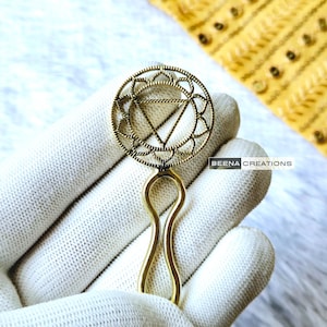 Unique Hair Stick - Unique Brass Hair Fork - Hair Accessories | Bridal Hair Piece | Circle Brass Hair Pin | Brass Metal Hair Fork HS1