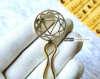 Unique Hair Stick - Unique Brass Hair Fork - Hair Accessories | Bridal Hair Piece | Circle Brass Hair Pin | Brass Metal Hair Fork HS1