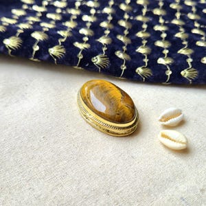 Beautiful Tiger eye Grooved stones, Brass Frame Grooved Stone, Groove, Macrame Making,Grooved stone for Jewelry and Macrame making. GV72.6