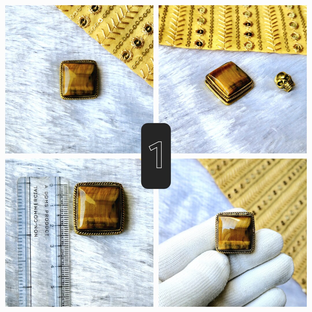 Beautiful Grooved Stones, Brass Frame Grooved Stone, Natural Stone ...