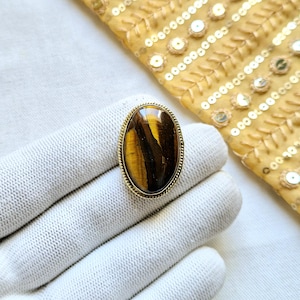 Beautiful Tiger eye Grooved stones, Brass Frame Grooved Stone, Groove, Macrame Making,Grooved stone for Jewelry and Macrame making. GV67.8