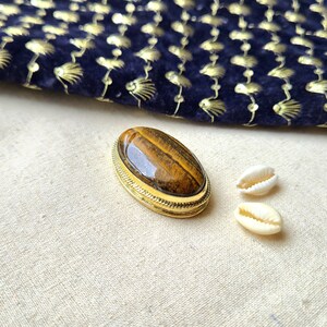 Beautiful Tiger eye Grooved stones, Brass Frame Grooved Stone, Groove, Macrame Making,Grooved stone for Jewelry and Macrame making. GV72.10