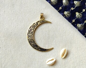 Big Moon Brass charms, Moon charm pendent, Moon texture Charms, Pendent, Charms for macrame and jewelry making, TR52