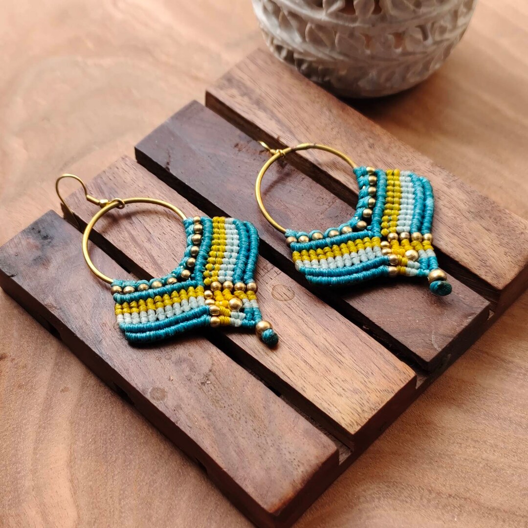 Beautiful Macrame Earring Multi Colour Macrame Earring Etsy