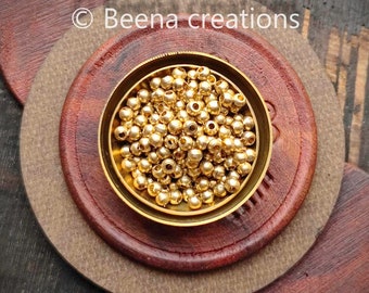 3MM Round Brass beads, Silverfilled Round beads, Metal beads round shape for jewelry and Micro macrame making.