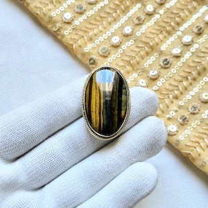 Beautiful Tiger eye Grooved stones, Brass Frame Grooved Stone, Groove, Macrame Making,Grooved stone for Jewelry and Macrame making. GV67.2