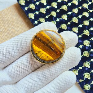 Beautiful Tiger eye Grooved stones, Brass Frame Grooved Stone, Groove, Macrame Making,Grooved stone for Jewelry and Macrame making. GV54.1