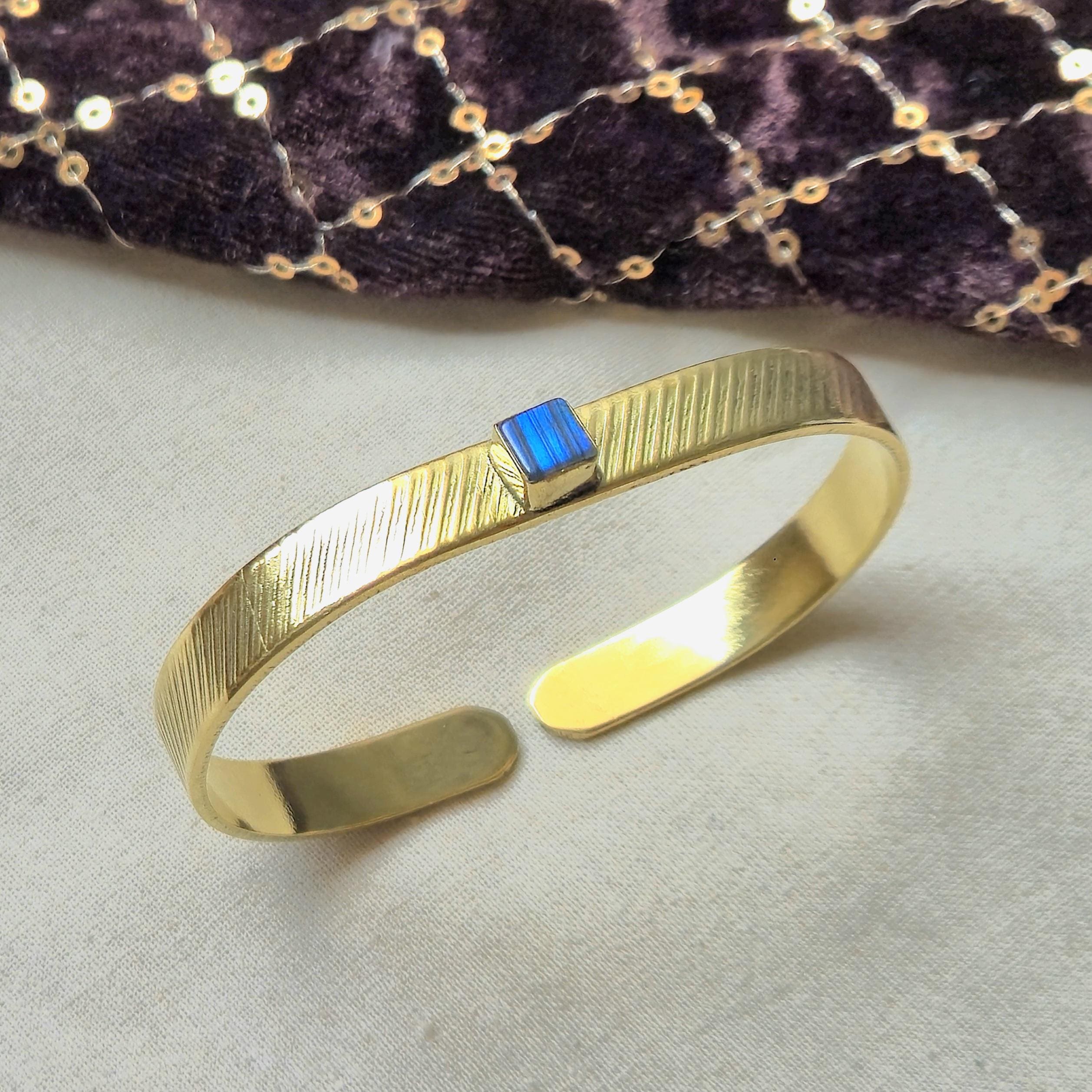 Beautiful Labradorite Brass Bracelet, Brass Bangle Ethnic Hand
