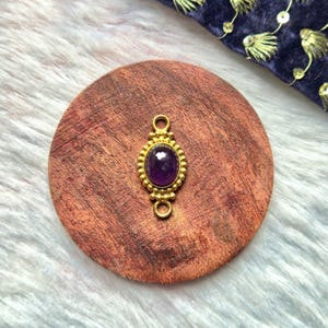 Amethyst Stone Brass connector, Brass Charm, Stone charms, Brass Charms for macrame, Brass Charms for Macrame and Jewelry Making CS43