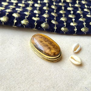 Beautiful Tiger eye Grooved stones, Brass Frame Grooved Stone, Groove, Macrame Making,Grooved stone for Jewelry and Macrame making. GV72.1