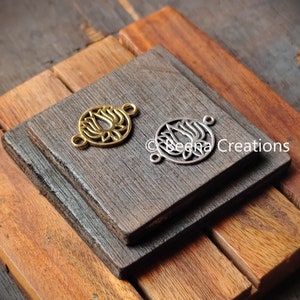Lotus Brass Charm pendent, Brass Charms, Silver filled Brass Charms, Charms for macrame,Brass Charms for Macrame and Jewelry Making, AAT4