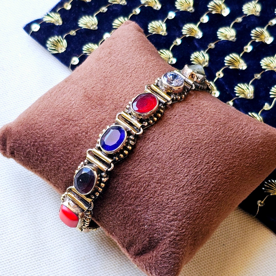 Beautiful Navratna Brass Stone Bracelet, Brass Bangle Ethnic Hand ...