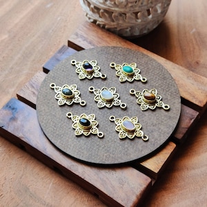 Tribal Stone Brass Charm, Brass Charms, Stone charms, Brass Charms for macrame,Brass Charms for Macrame and Jewelry Making CS11