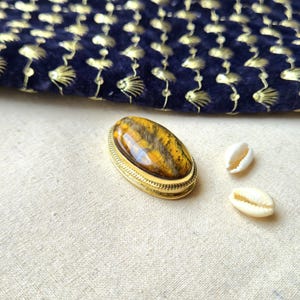 Beautiful Tiger eye Grooved stones, Brass Frame Grooved Stone, Groove, Macrame Making,Grooved stone for Jewelry and Macrame making. GV72.4