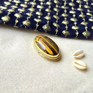Beautiful Tiger eye Grooved stones, Brass Frame Grooved Stone, Groove, Macrame Making,Grooved stone for Jewelry and Macrame making. GV72.9