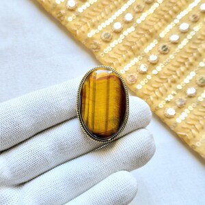 Beautiful Tiger eye Grooved stones, Brass Frame Grooved Stone, Groove, Macrame Making,Grooved stone for Jewelry and Macrame making. GV67.4