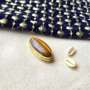 Beautiful Tiger eye Grooved stones, Brass Frame Grooved Stone, Groove, Macrame Making,Grooved stone for Jewelry and Macrame making. GV72.3