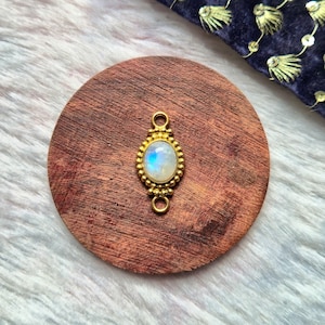 Moonstone Stone Brass connector, Brass Charm, Stone charms, Brass Charms for macrame, Brass Charms for Macrame and Jewelry Making CS43