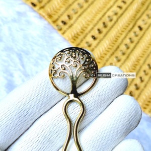 Tribal Tree Hair Stick - Unique Brass Hair Fork - Hair Accessories | Bridal Hair Piece | Circle Brass Hair Pin | Brass Metal Hair Fork |HS13
