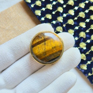Beautiful Tiger eye Grooved stones, Brass Frame Grooved Stone, Groove, Macrame Making,Grooved stone for Jewelry and Macrame making. GV54.6