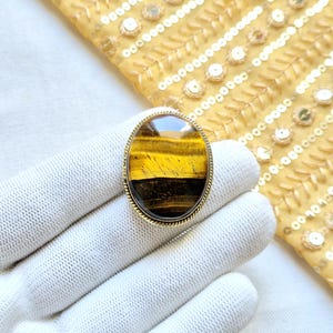 Beautiful Tiger eye Grooved stones, Brass Frame Grooved Stone, Groove, Macrame Making,Grooved stone for Jewelry and Macrame making. GV67.6