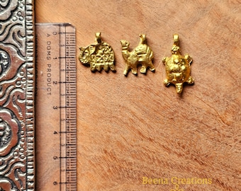 Set of 3 models, 18 pcs of Raw brass charms , Brass charms for jewelry and macrame making , G10