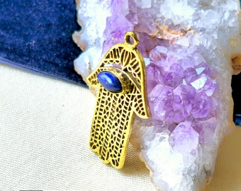 Hamsa Brass Charm pendent, Brass Stone Charms, Brass Charms, Brass Charms for macrame, Brass Charms for Macramé and Jewelry Making