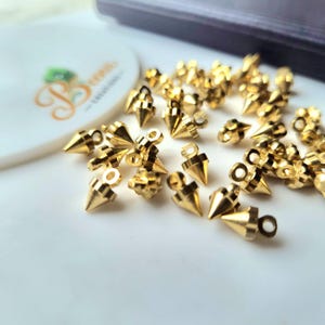 10mm Brass Spike Charm with Loop – Cone Brass Dangle Charm for Jewelry Making & Micro Macrame