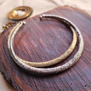 Tribal Brass chokers, brass and silverfilled, Macrame making, choker for macrame, Brass choker for jewelry and macrame making.