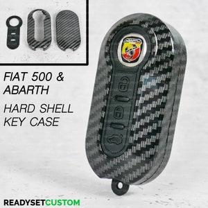 Protective Key Case / Cover for Fiat 500, 500L, Abarth Carbon Fibre Style 