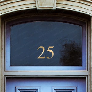 Gold Fanlight Transom House Front Door Number Sticker, Classy Premium Gold Vinyl Transfer Sticker for Doors, Windows or Bins