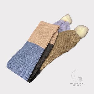 Handmade Knit Scarf With Removable Pom-Poms