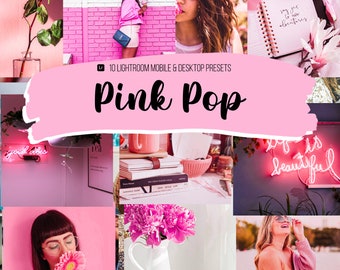 10 Mobile Lightroom Presets | Pink Pop for Mobile and Desktop Lightroom | Blogger and Instagram Photo Filters