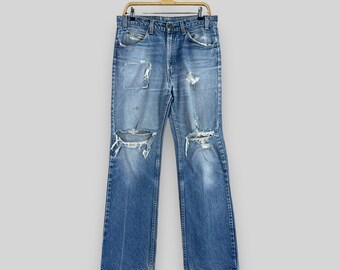 Tamanho 32 Vintage Levis 80s Jeans rasgados desgastados Levis High Rise Medium Wash Denim Levis Orange Tab Boyfriend Jeans Made In Usa W32 L30
